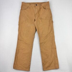 Dickies Carpenter Pants Mens 33x30 Tan Utility Canvas Retro Distressed Workwear